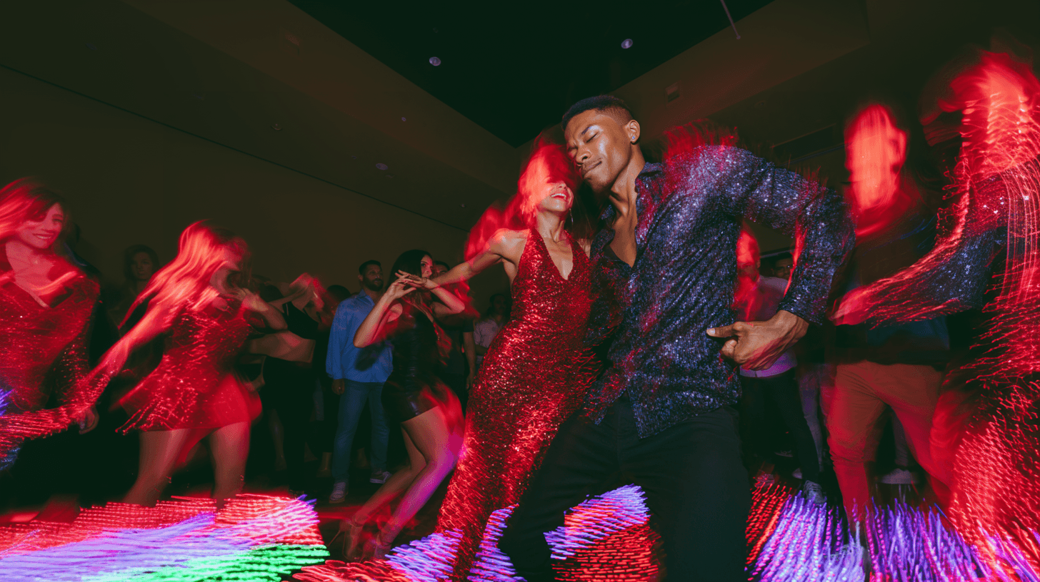 Latin dancers performing salsa and bachata at a live event